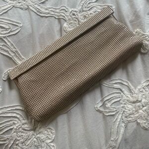 Vintage chainmail clutch cream 70s Glomesh or whiting & davis style